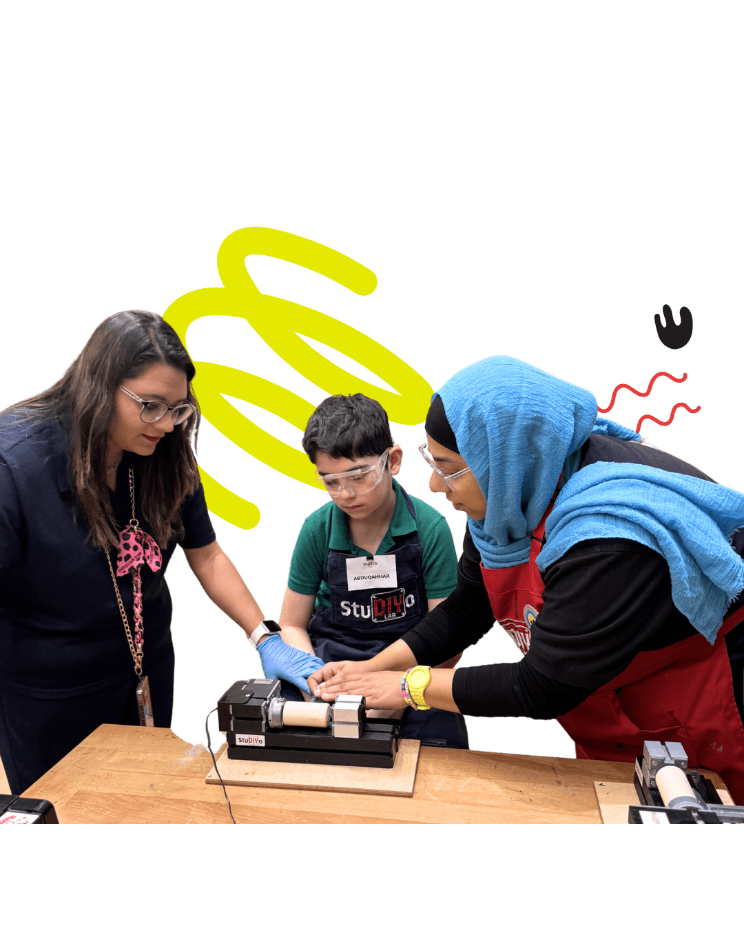 Teacher working with students